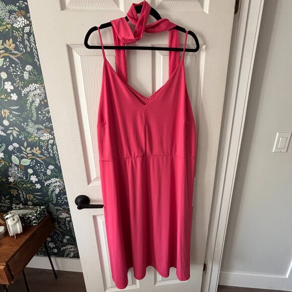 A-Line Midi Length Spaghetti Strap Dress with Waist Tie - Picture 1 of 4